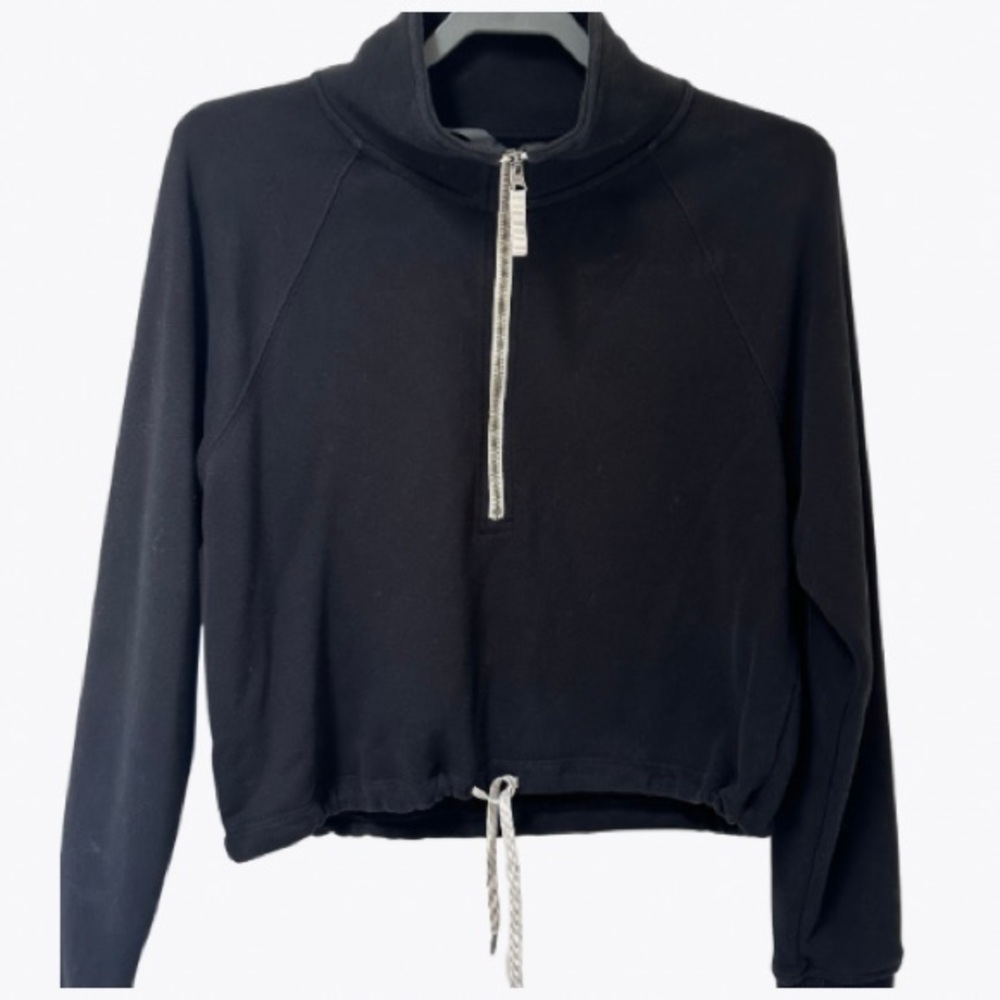 Vuori Black Quarter-Zip Drawstring Sweatshirt